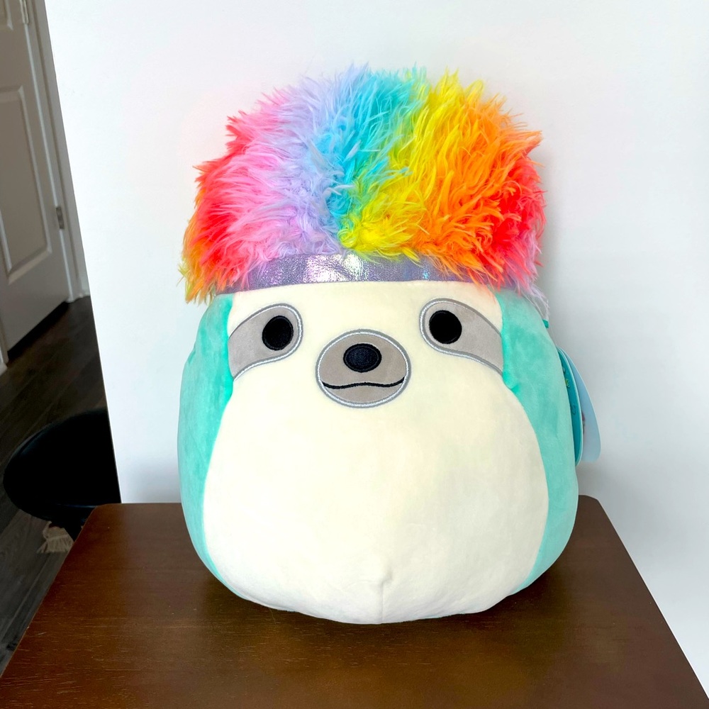 AQUA 12in Sloth Squish-DOOs Rainbow Squishmallow